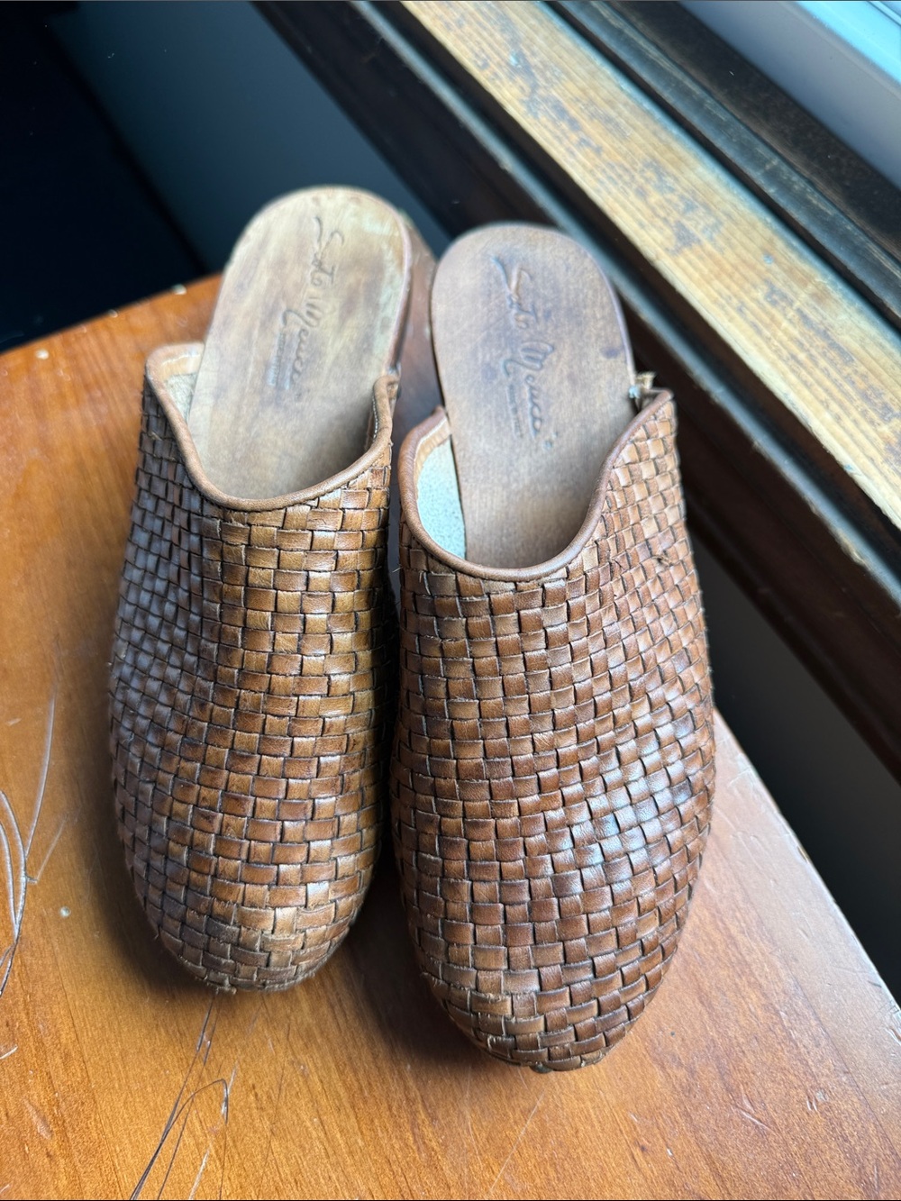 Sesto Meucci Woven Leather Slip-On Mules in Brown